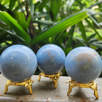 Angelite Crystal Ball Sphere with Stand