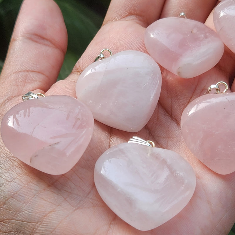 Certified & Energised Rose Quartz Heart Shape Pendant