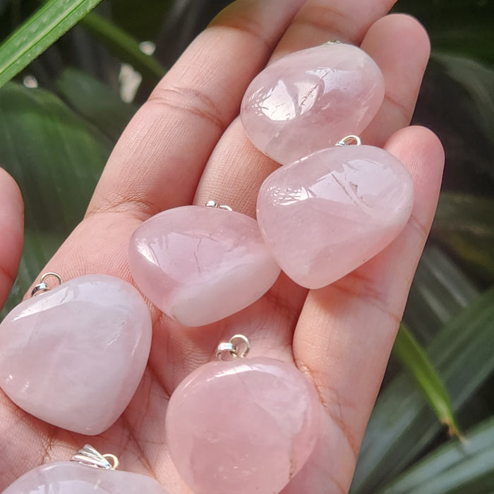 Certified & Energised Rose Quartz Heart Shape Pendant without chain for Self Esteem, Compassion and Love