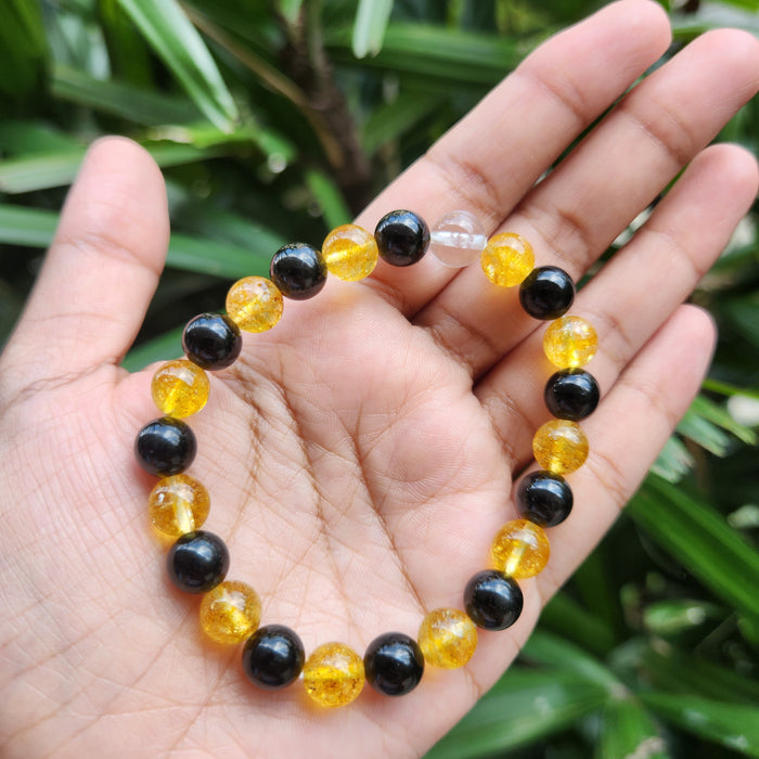 Tiger Eye Bracelet with Black Tourmaline Stone Combination 8 mm Beads  Bracelet for Reiki Healing and Meditation, Protection, Confidence, Will  Power