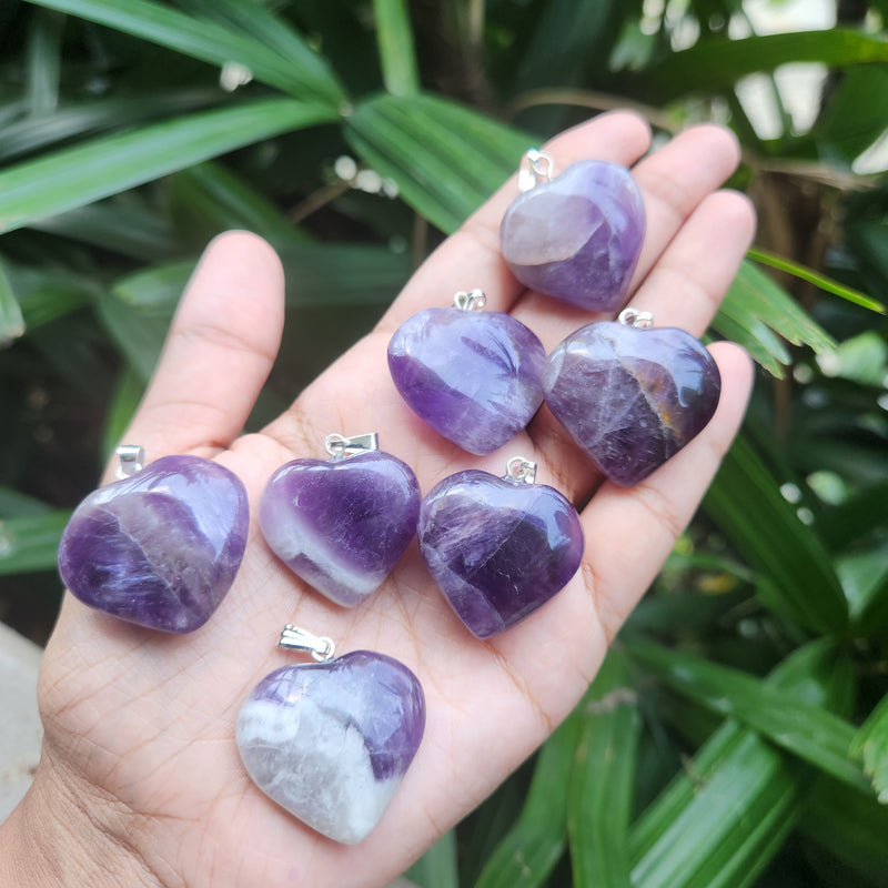 Certified & Energised Amethyst Heart Shape Pendant