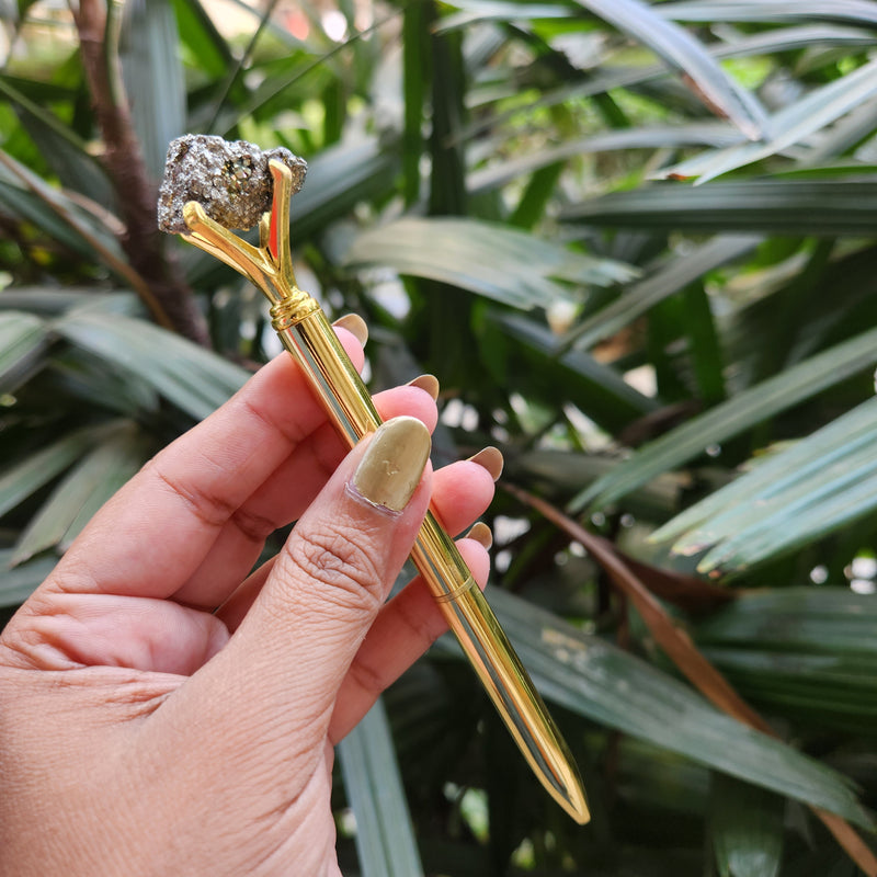 Crystal Pyrite Ball Pen for Abundance - Pattern 1