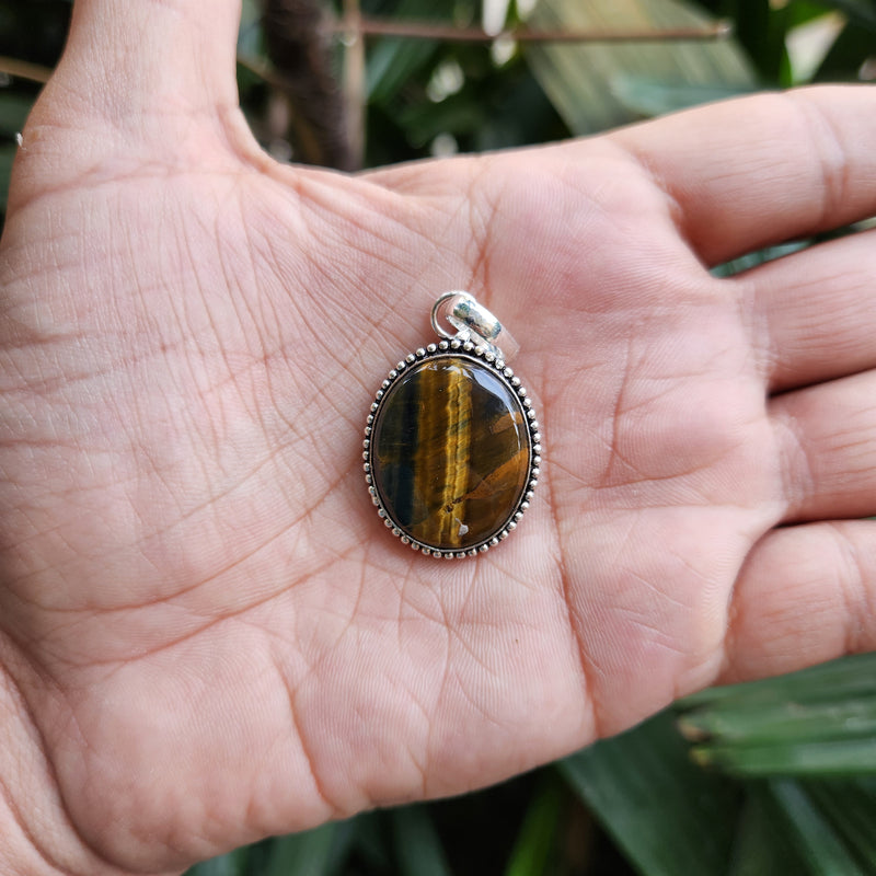 Certified Tiger Eye Pendant without Chain Pear Shape