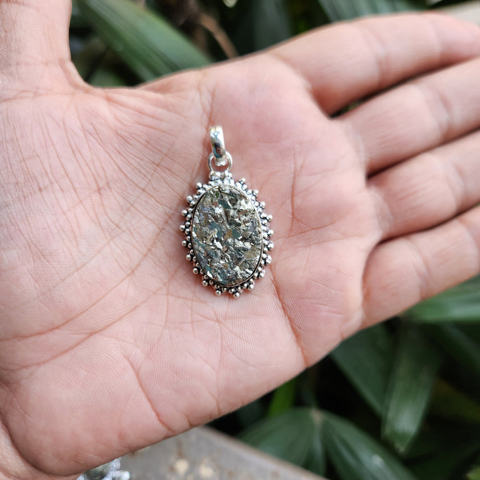 Certified  Oval Shape Pyrite Pendants for Abundance without Chain