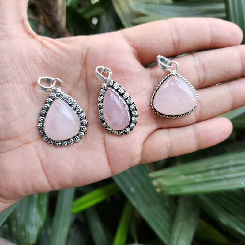 Certified Rose Quartz Pendant for Self Esteem, Compassion and Love without Chain - P23