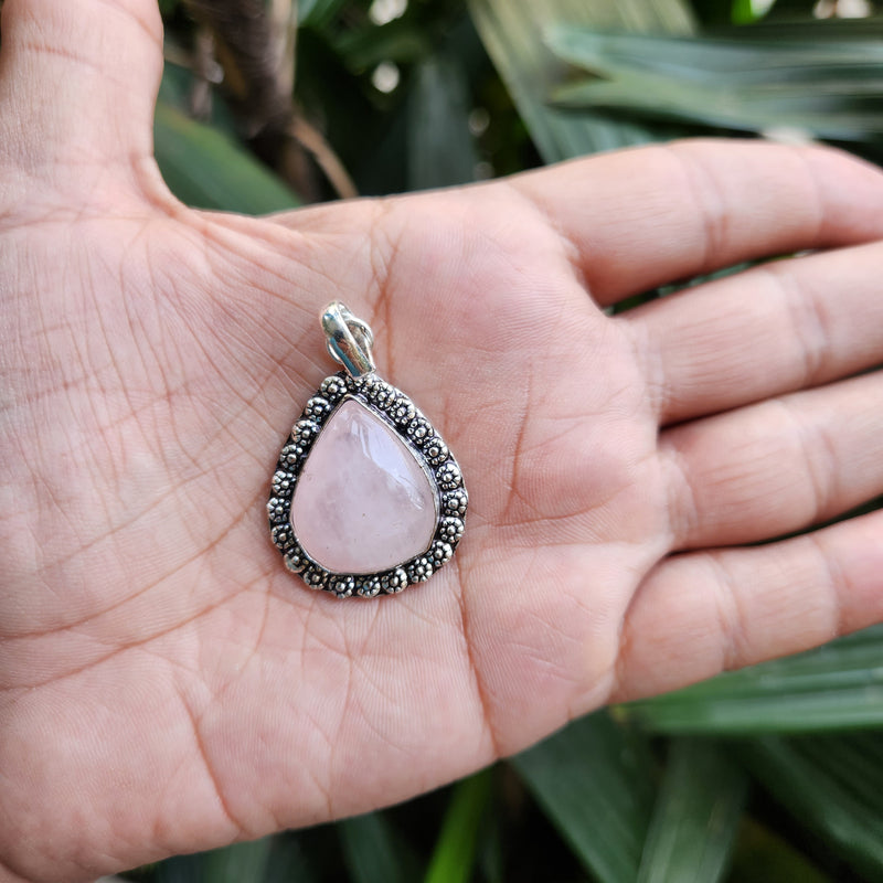 Certified Rose Quartz Pendant for Self Esteem, Compassion and Love without Chain - P23