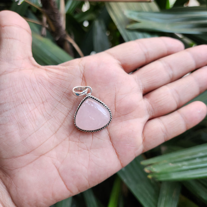 Certified Rose Quartz Pendant for Self Esteem, Compassion and Love without Chain - P23