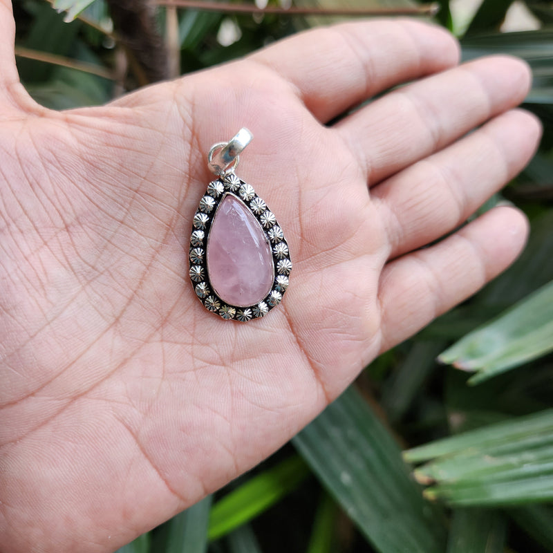 Certified Rose Quartz Pendant for Self Esteem, Compassion and Love without Chain - P23