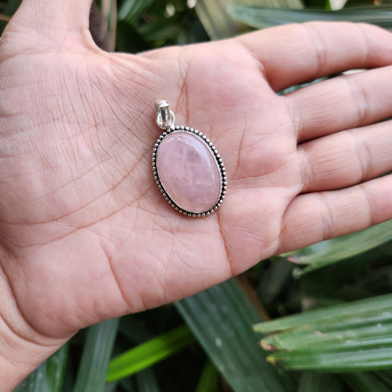 Certified Rose Quartz Pendant for Self Esteem, Compassion and Love without Chain