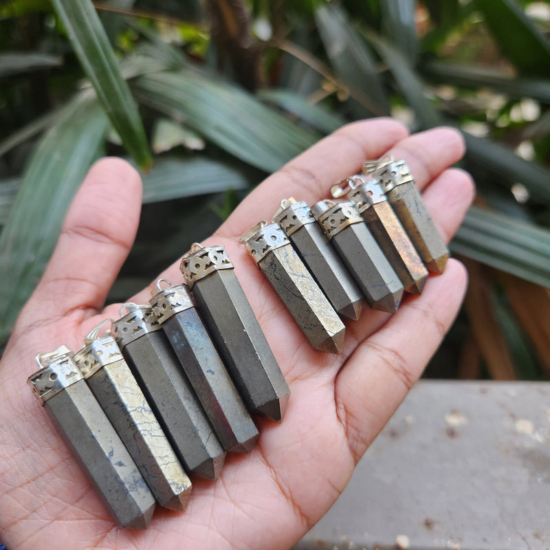 Pyrite Pencil Pendant for Abundance