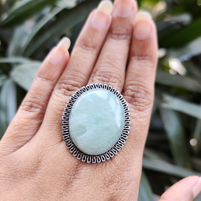 Certified Green Aventurine Ring for Healing, Abundance and Growth R1