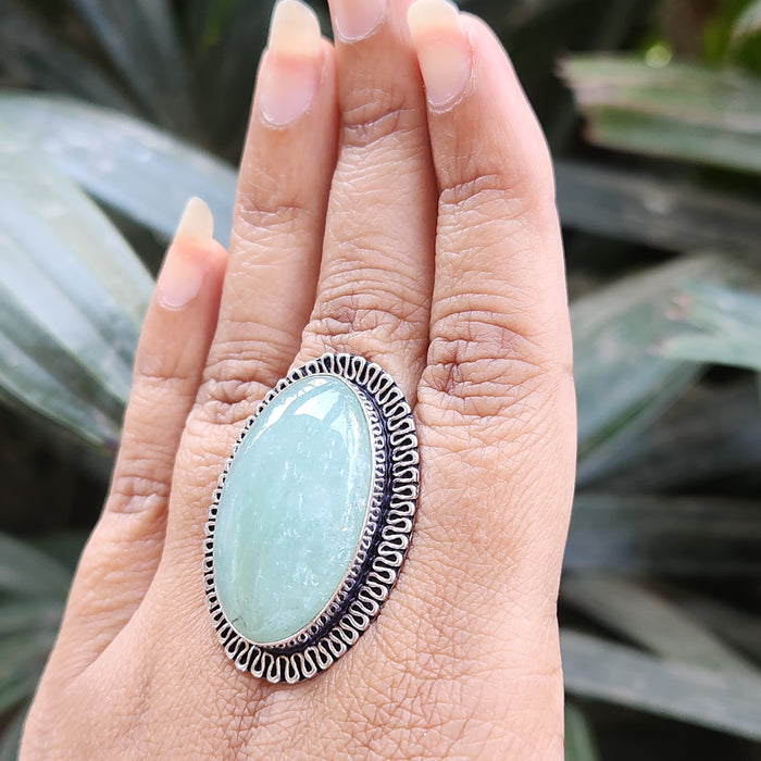 Certified Green Aventurine Ring for Healing, Abundance and Growth R2