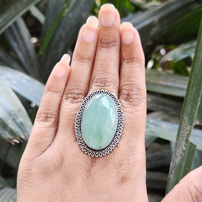 Certified Green Aventurine Ring for Healing, Abundance and Growth R4