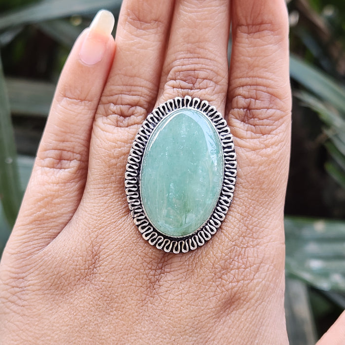 Certified Green Aventurine Ring for Healing, Abundance and Growth R4