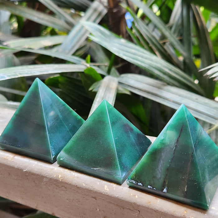 Natural Green Jade Crystal Pyramid for Luck & Abundance