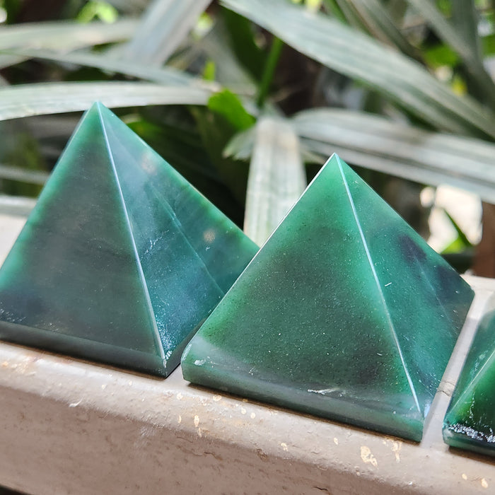 Natural Green Jade Crystal Pyramid for Luck & Abundance