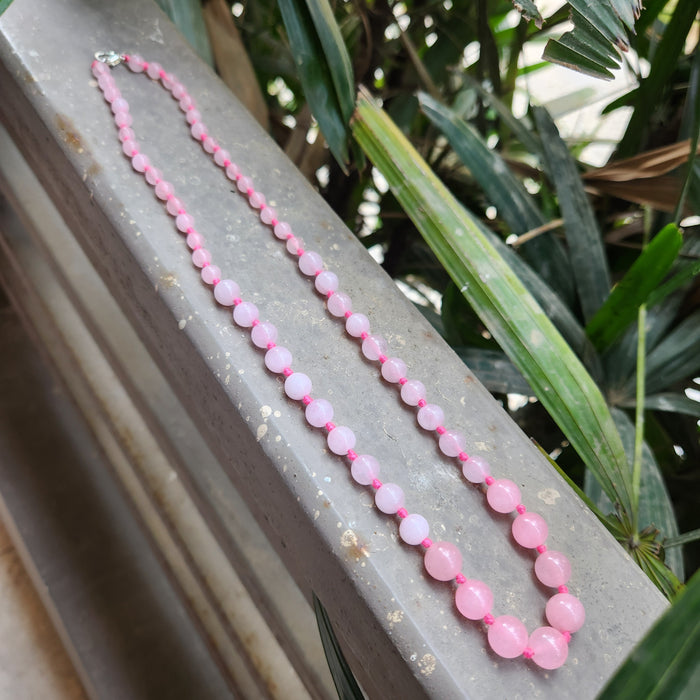 Certified Rose Quartz Beads Necklaces / Mala