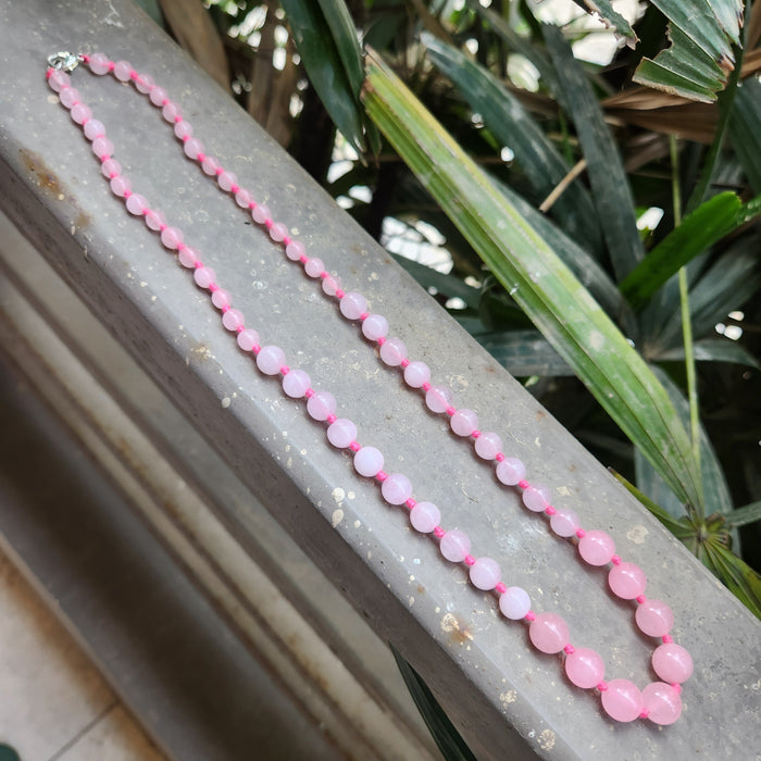Certified Rose Quartz Beads Necklaces / Mala