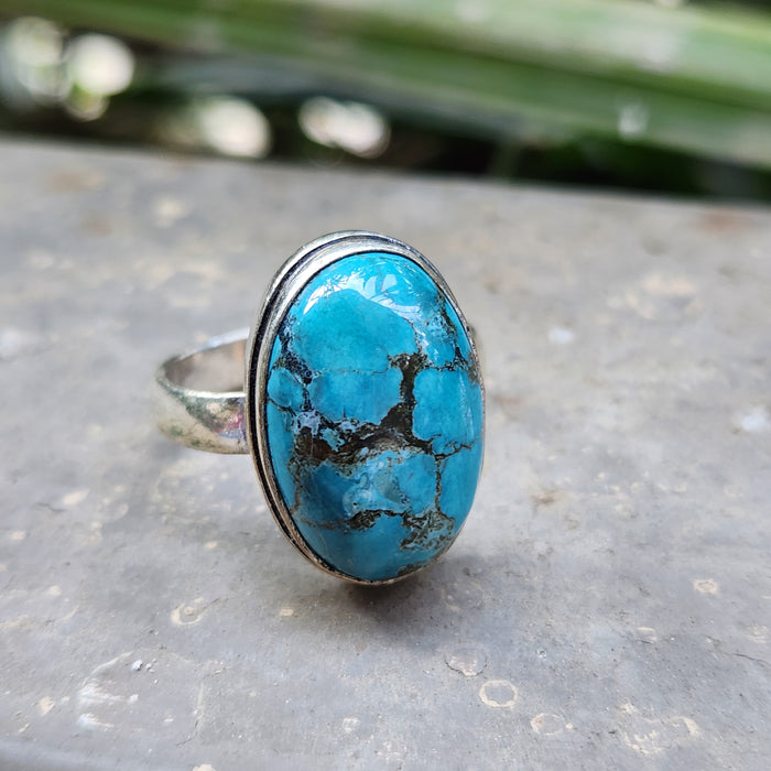 Certified Turquoise Firoza Adjustable Rings- R2