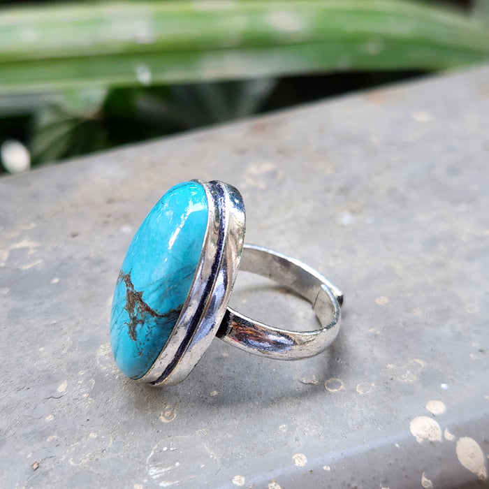 Certified Turquoise Firoza Adjustable Rings- R3