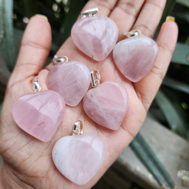 Certified & Energised Rose Quartz Heart Shape Pendant