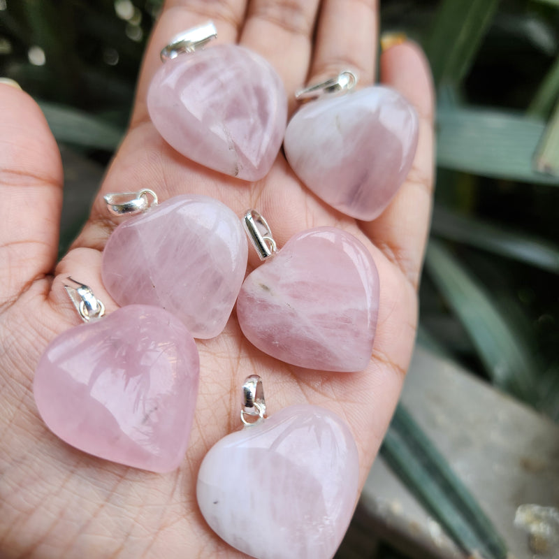 Certified & Energised Rose Quartz Heart Shape Pendant