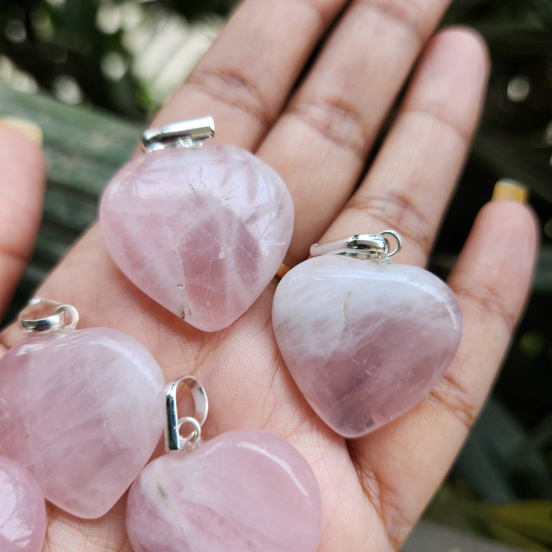 Certified & Energised Rose Quartz Heart Shape Pendant