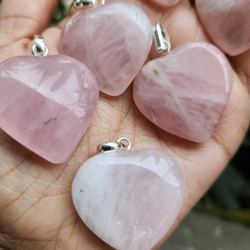 Certified & Energised Rose Quartz Heart Shape Pendant
