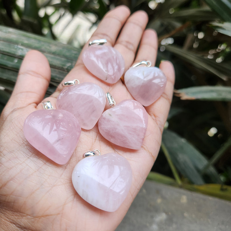 Certified & Energised Rose Quartz Heart Shape Pendant