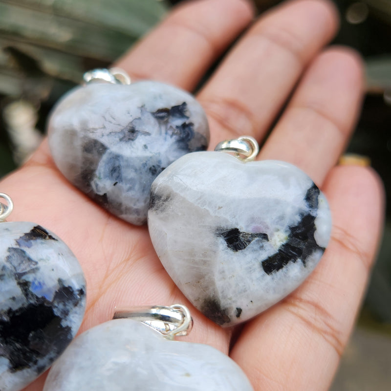 Certified & Energised Moonstone Heart Shape Pendant without chain