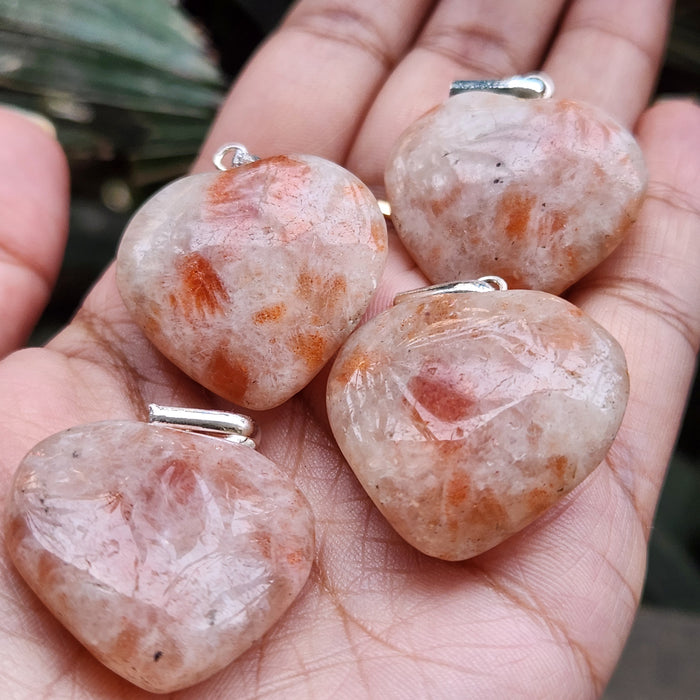 Certified & Energised Sunstone Heart Shape Pendant without chain