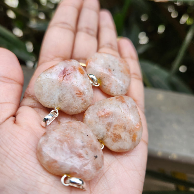 Certified & Energised Sunstone Heart Shape Pendant without chain