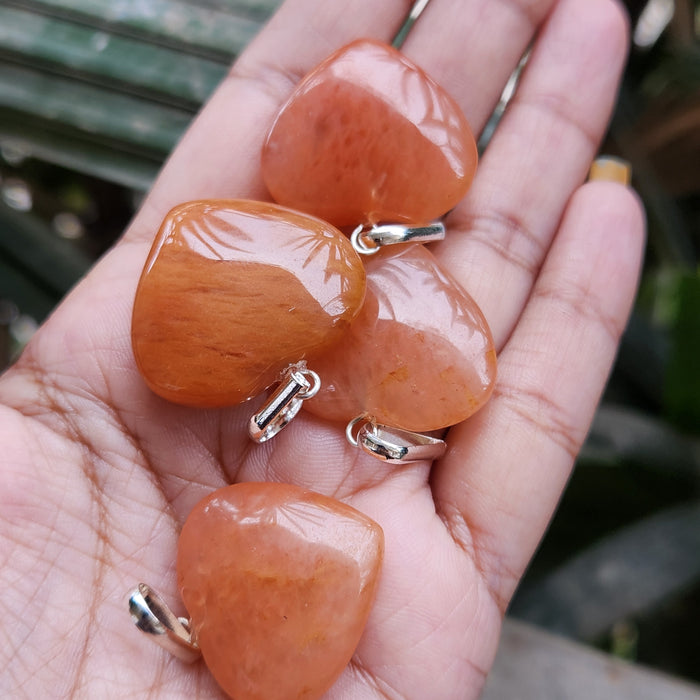 Certified & Energised Red Aventurine Heart Shape Pendant without chain