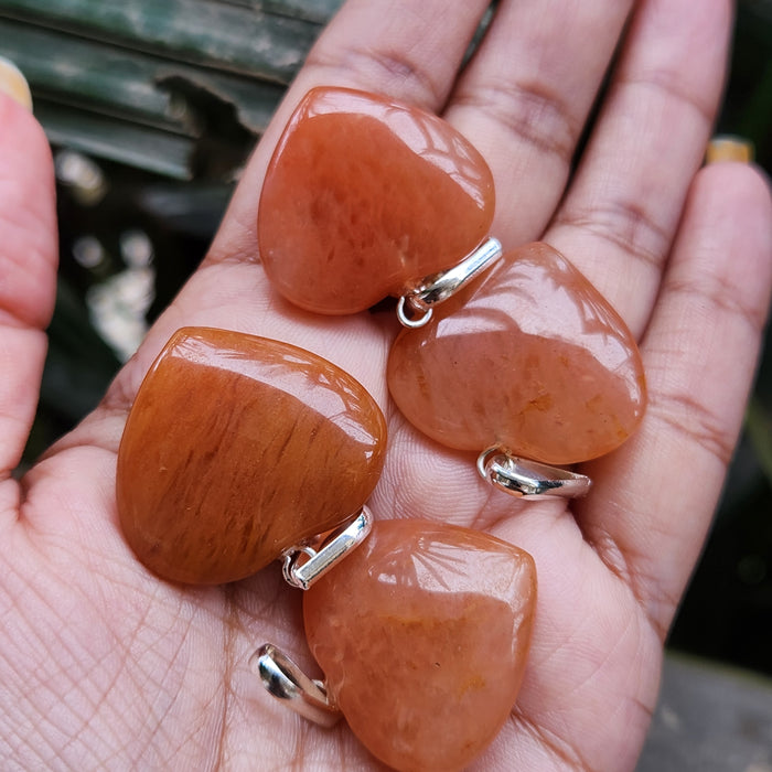Certified & Energised Red Aventurine Heart Shape Pendant without chain