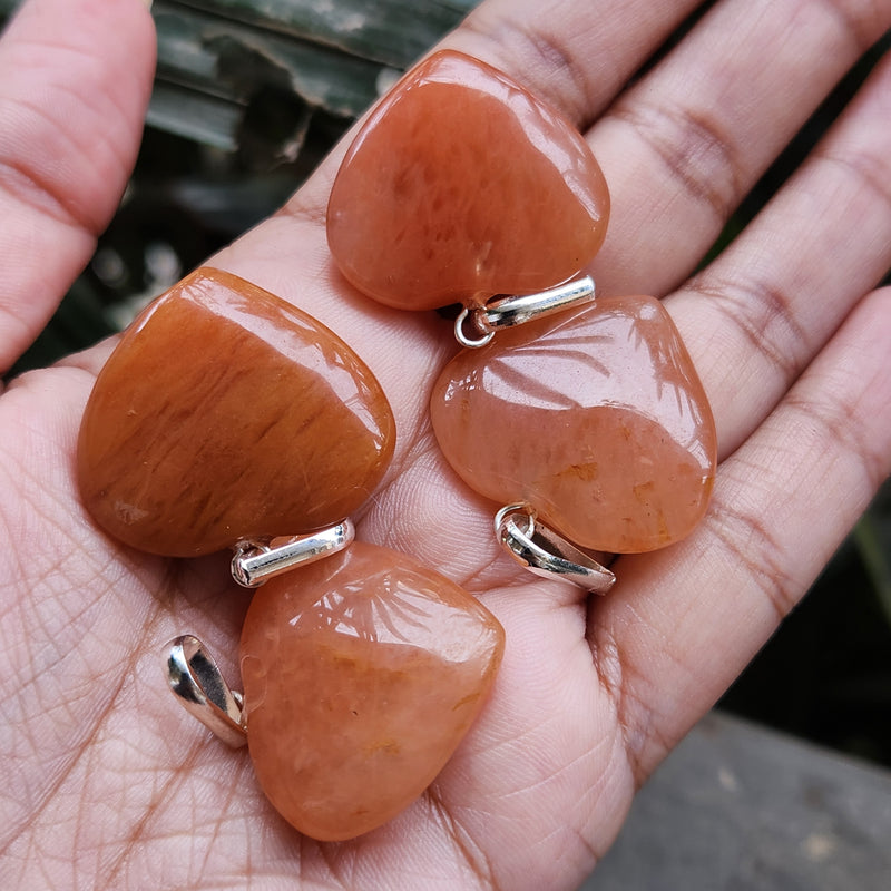 Certified & Energised Red Aventurine Heart Shape Pendant without chain
