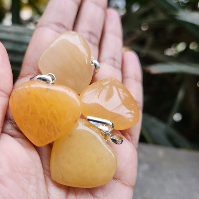 Certified & Energised Yellow Aventurine Heart Shape Pendant without chain