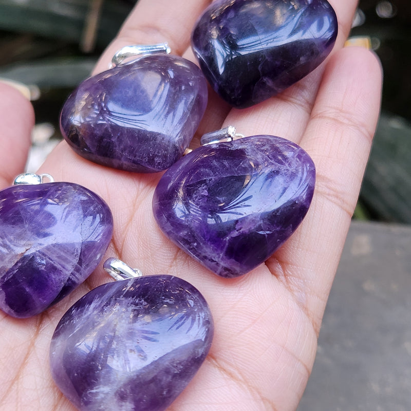 Certified & Energised Amethyst Heart Shape Pendant