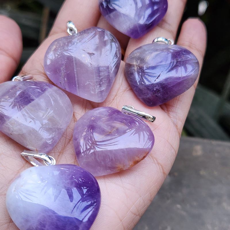 Certified & Energised Amethyst Heart Shape Pendant