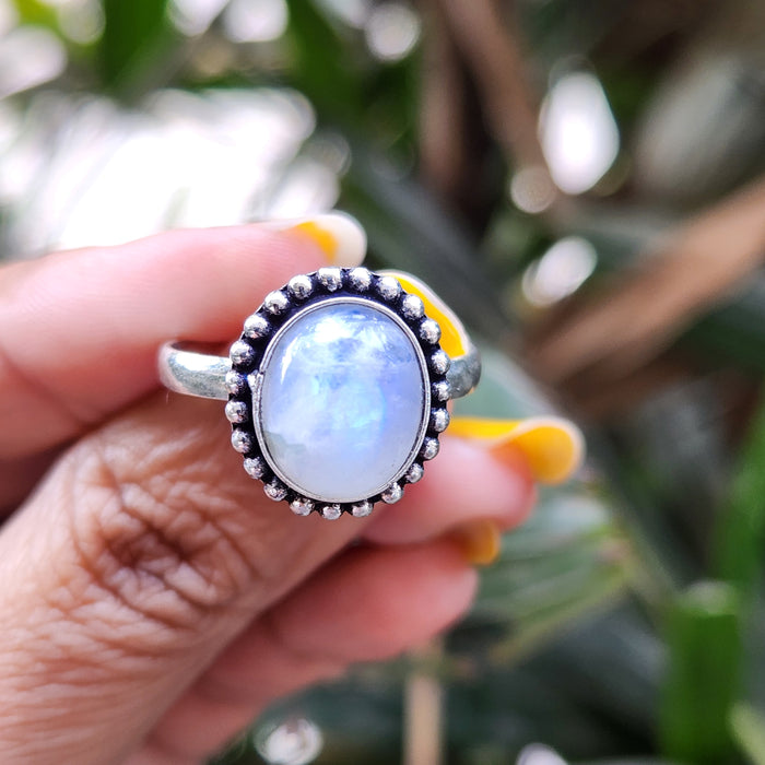 Certified Moonstone Adjustable Small Ring-R4
