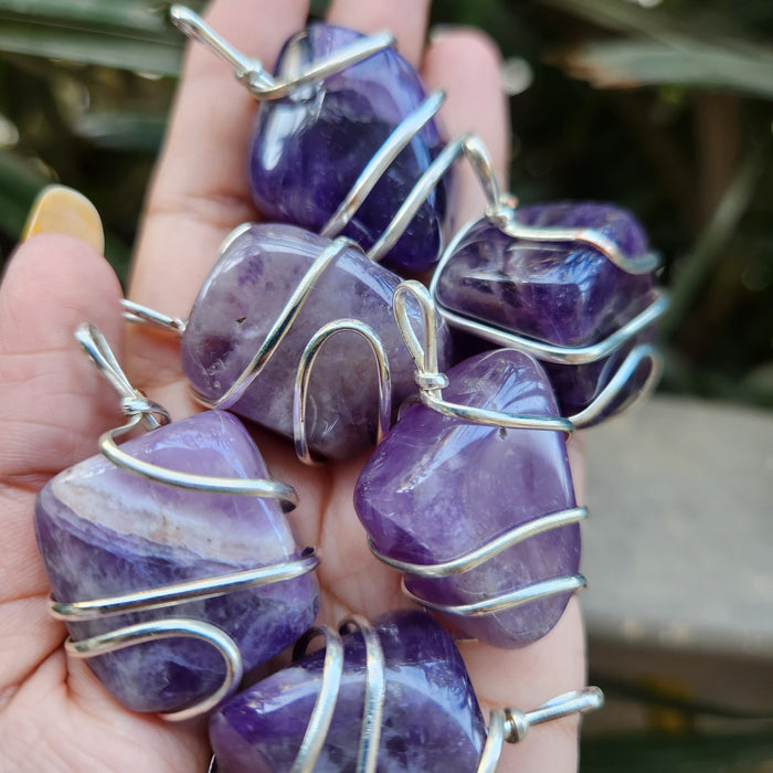 Certified Amethyst Tumbled Pendant -Big Size