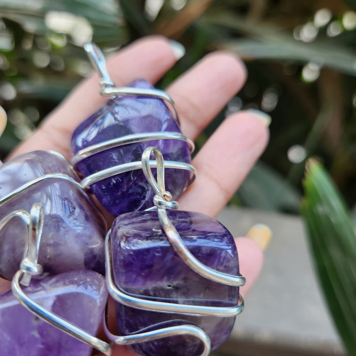 Certified Amethyst Tumbled Pendant -Big Size