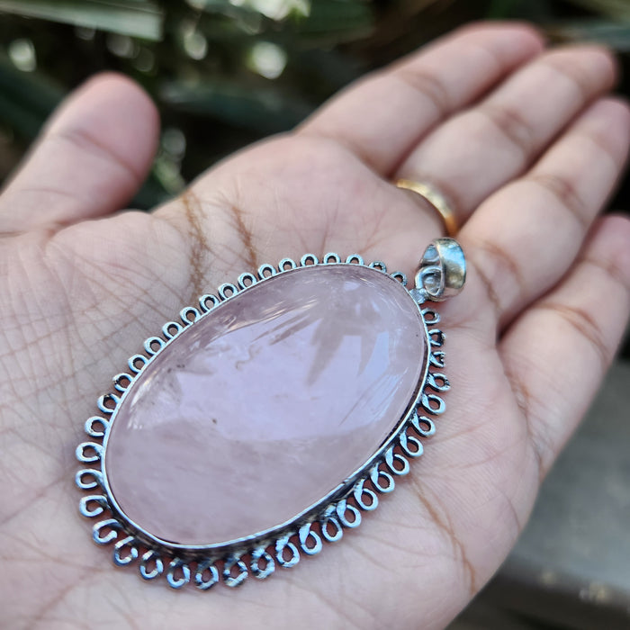 Certified Rose Quartz Pendant for Self Esteem, Compassion and Love without Chain -P25