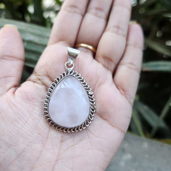 Certified Rose Quartz Pendant for Self Esteem, Compassion and Love without Chain -P26