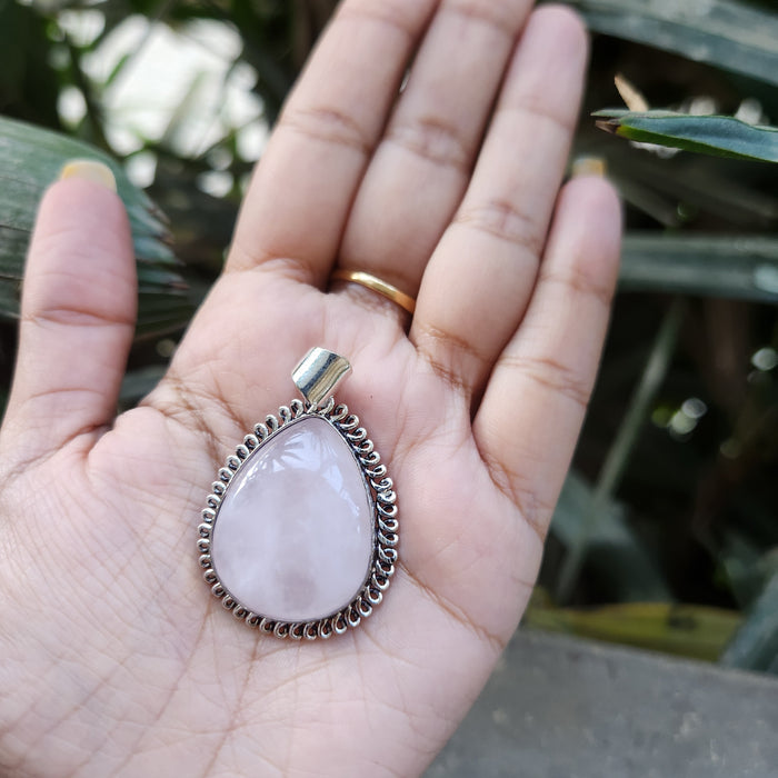 Certified Rose Quartz Pendant for Self Esteem, Compassion and Love without Chain -P26