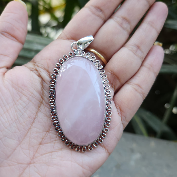 Certified Rose Quartz Pendant for Self Esteem, Compassion and Love without Chain -P27