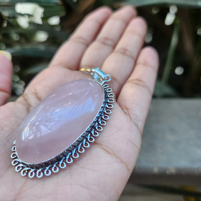 Certified Rose Quartz Pendant for Self Esteem, Compassion and Love without Chain -P27