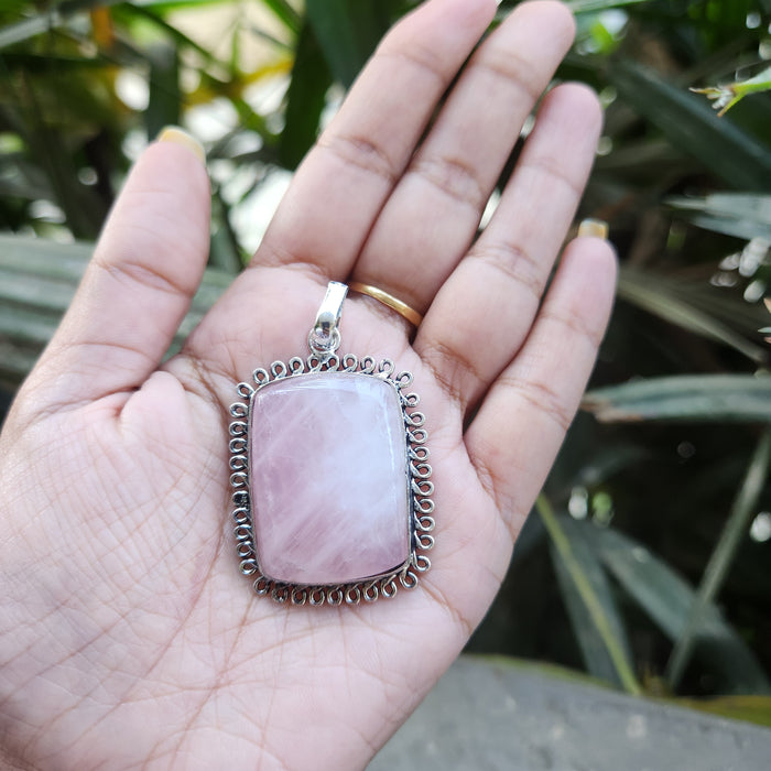 Certified Rose Quartz Pendant for Self Esteem, Compassion and Love without Chain -P28