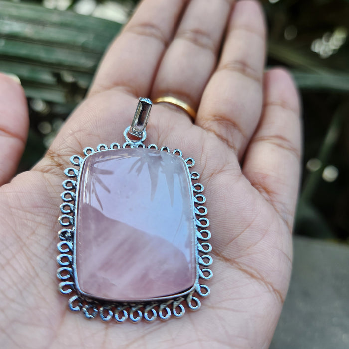 Certified Rose Quartz Pendant for Self Esteem, Compassion and Love without Chain -P28