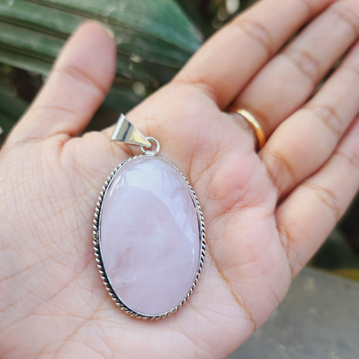 Certified Rose Quartz Pendant for Self Esteem, Compassion and Love without Chain -P29