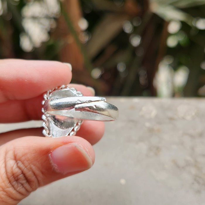 Certified Druzy Pyrite Silver Color Adjustable Ring for Abundance-R1